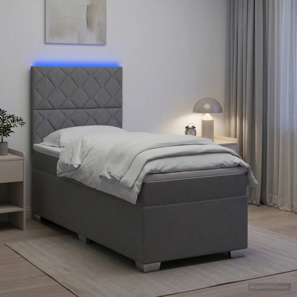 Letto box spring con materasso Grigio Chiaro 90 x 190 cm 3454768