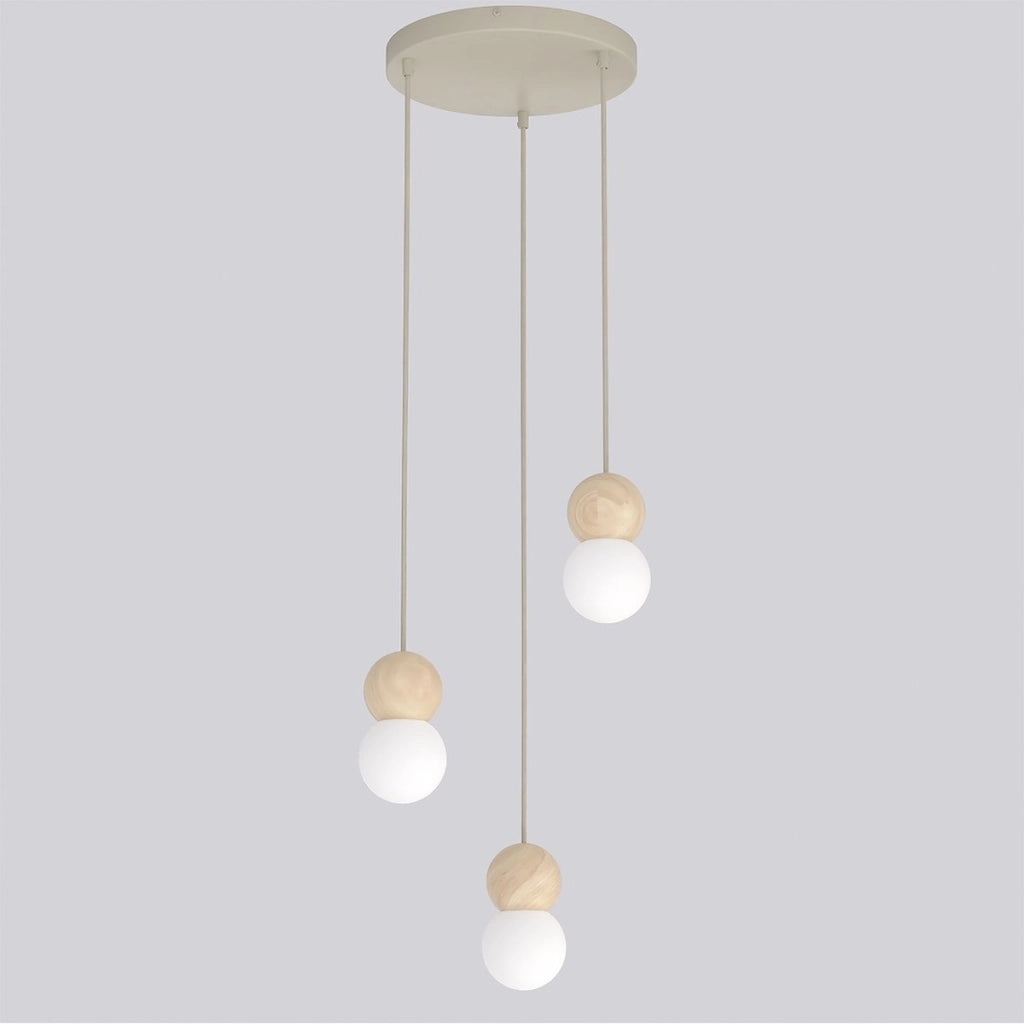 Lampada a sospensione LOOP in acciaio moka e legno naturale