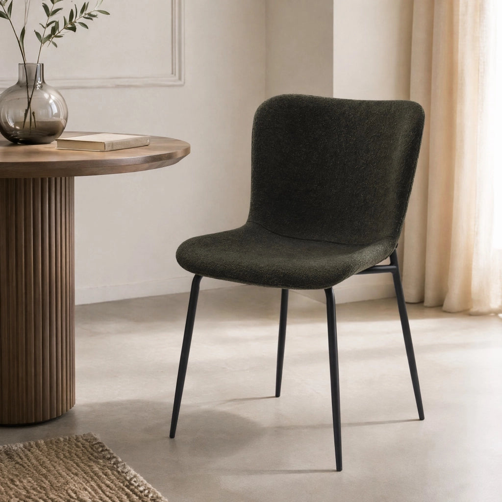 Sedia da pranzo Set da 2 con Schienale Alto Arrotondato e Design Ergonomico in Tessuto Verde 68 × 51 × 50 cm