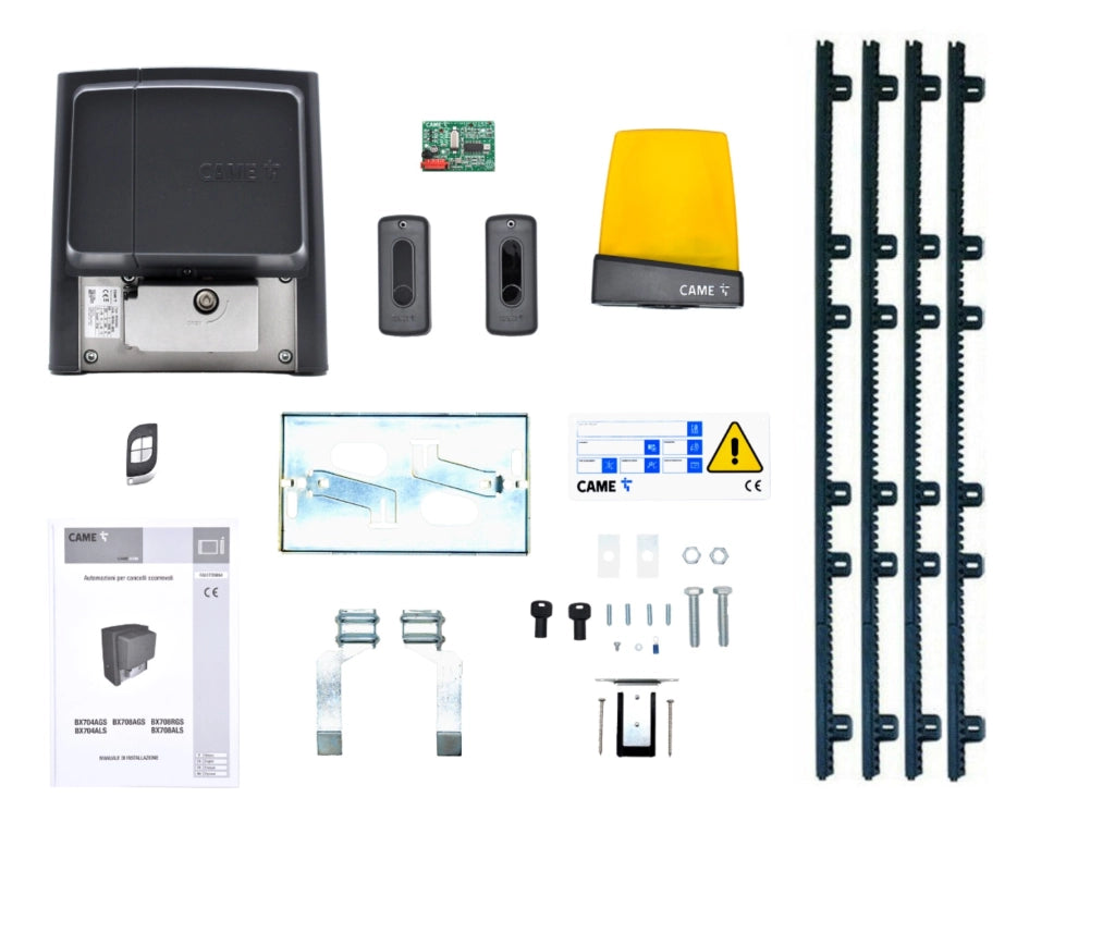 KIT CAME U2313 BX-78 230V AUTOMAZIONE CANCELLO SCORREVOLE 800KG CREMAGLIERA 4 MT