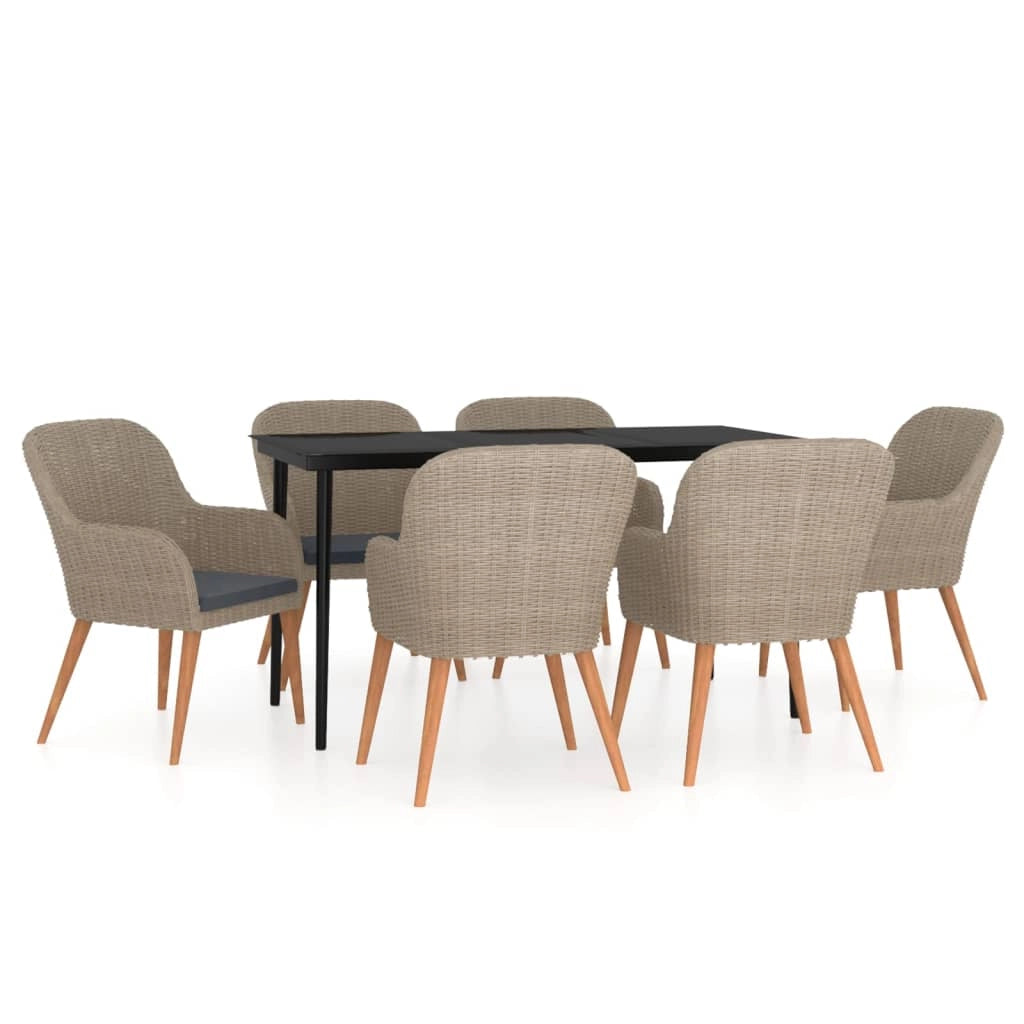 Set da pranzo da giardino marrone da 7 pezzi e cuscini 02_0014632