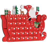 Calendario dell'Avvento in legno con 24 cassetti ¨C zephmum ¨C rosso 22.5x8x36cm