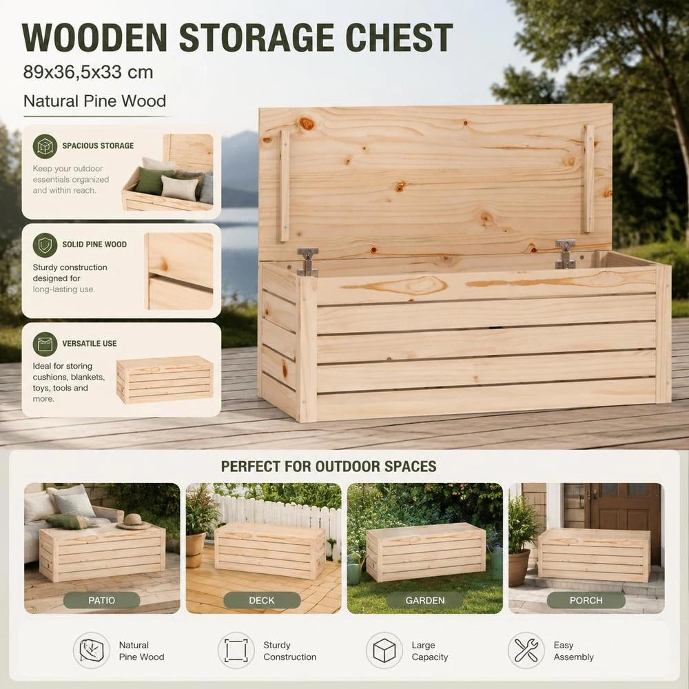 Chest 89x36.5x33 Cm Solid Pine Wood