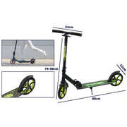 Trade Shop - Monopattino 2 Ruote Altezza Regolabile Veloce Leggero Versatile Adulti Ragazzi - Giallo