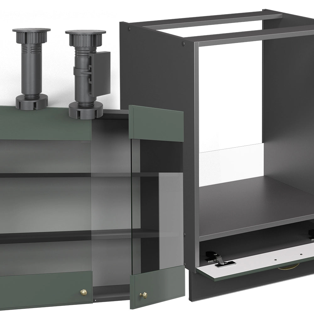 Cucina angolare completa Fame-Line Verde-oro rustico/Antracite 287 x 60 cm, PL Marmo Vicco