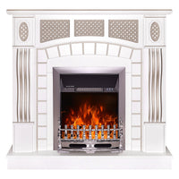 Camino Elettrico da Pavimento 112x115x30 cm Effetto Fiamma 2000W Amsterdam & Galileo Silver Noce