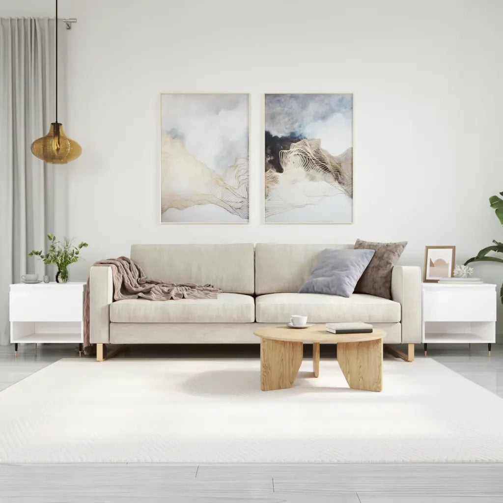 2 pz Tavolini salotto | Tavolino da caff¨¨ | Tavolino da Soggiorno Bianchi 50x46x50 cm in Legno Multistrato