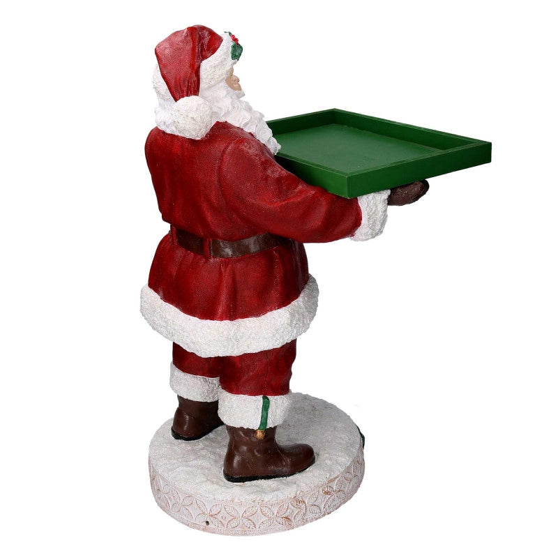 Babbo natale resina con vassoio verde rosso cm 38x38h64