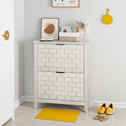 Scarpiera Vintage Bianca ¨C MINIMAL ¨C 2 Ante Ribaltabili, Ingresso, 80 cm