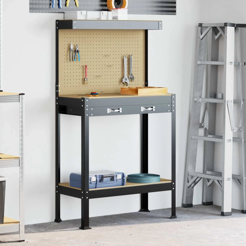 Banco da lavoro con cassetto Nero 81 x 41 x 145 cm 42020129