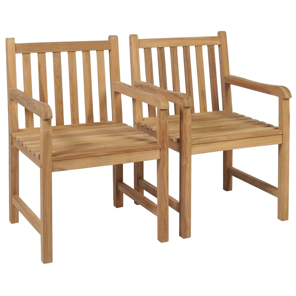 Sedie da Giardino 2 pz | Sedie da Esterno con Cuscini Beige Massello di Teak