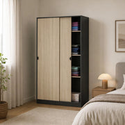 Armadio Camera da Letto Fiora, Guardaroba 2 Ante 4 Ripiani, 50x200h cm Grigio Antracite