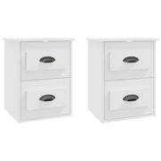 Set di 2 Comodini | Armadio da Notte | Mobiletto da notte a Parete Bianchi 41,5x36x53 cm