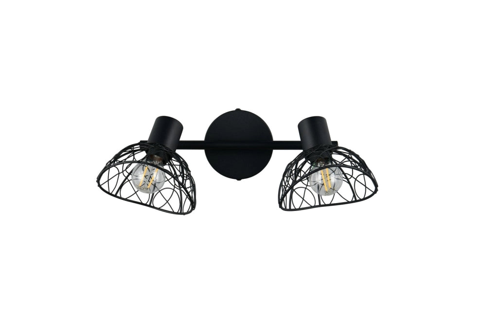Faretto soffitto industriale nero gabbia 2xE14 YAKO RL