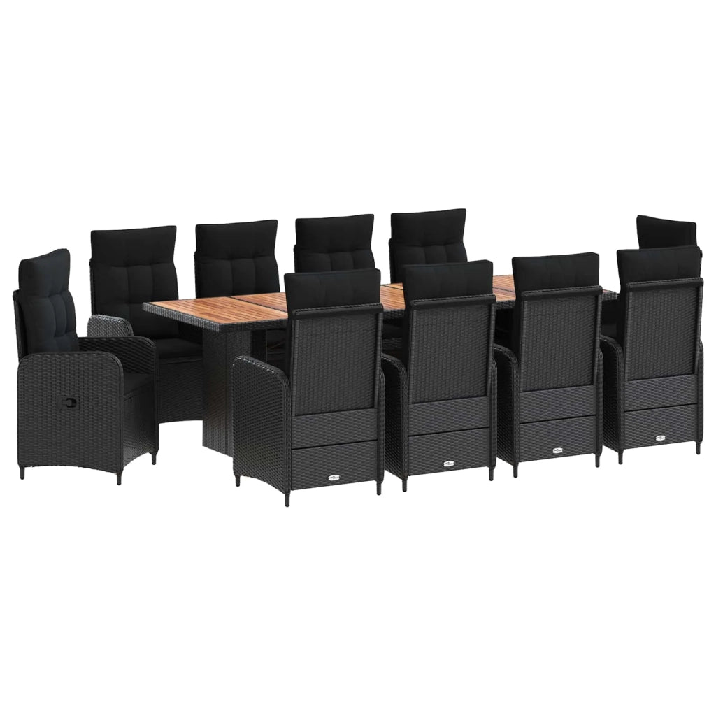 Set da pranzo per esterni 11 pz Nero polyrattan 3422372