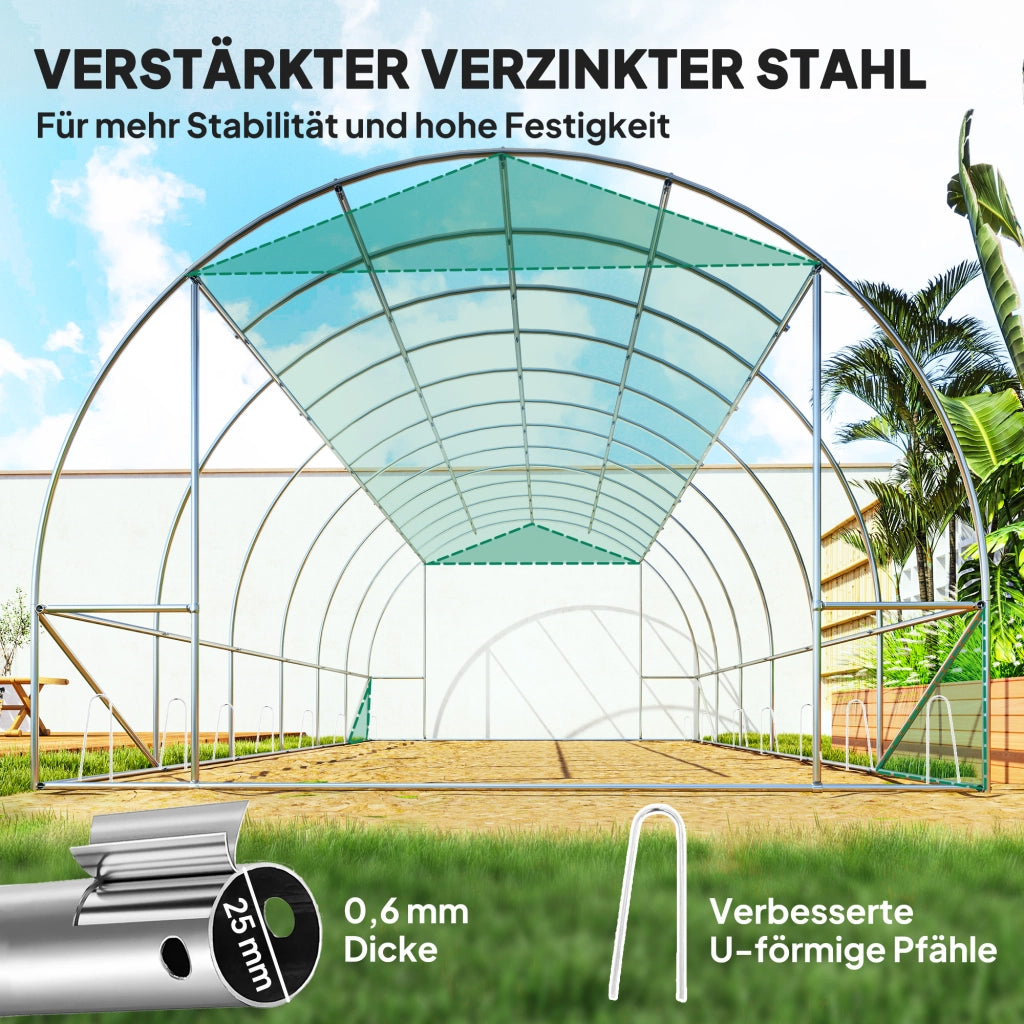 Tunnel Serra in Plastica con Telaio Acciaio e Porte a Rullo ¨C Zephmum ¨C Verde