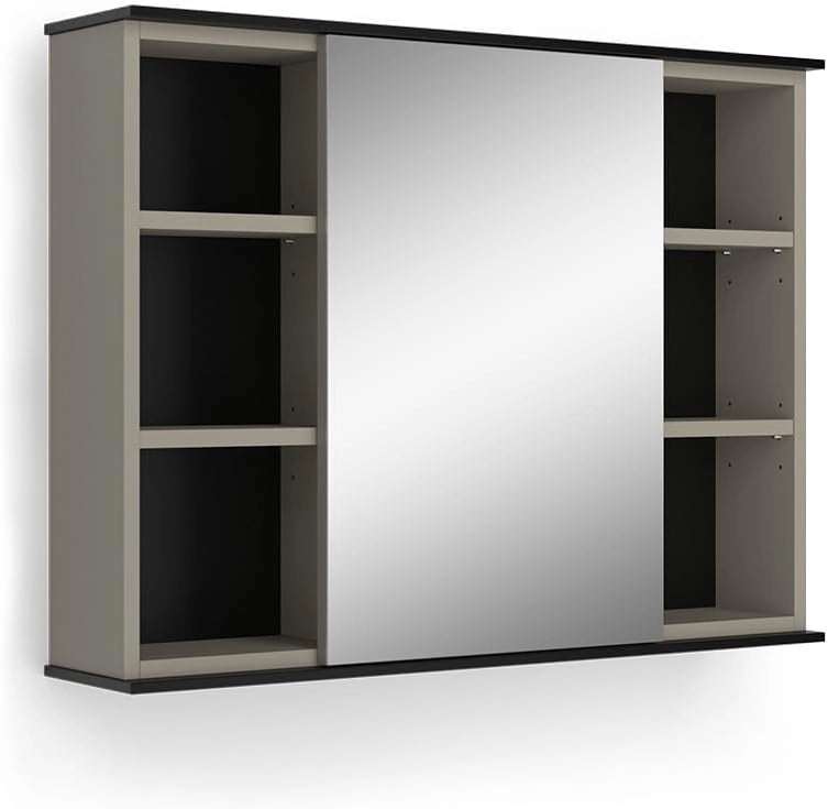 Specchio contenitore bagno Joli, Grigio, 80 x 60 cm con specchio