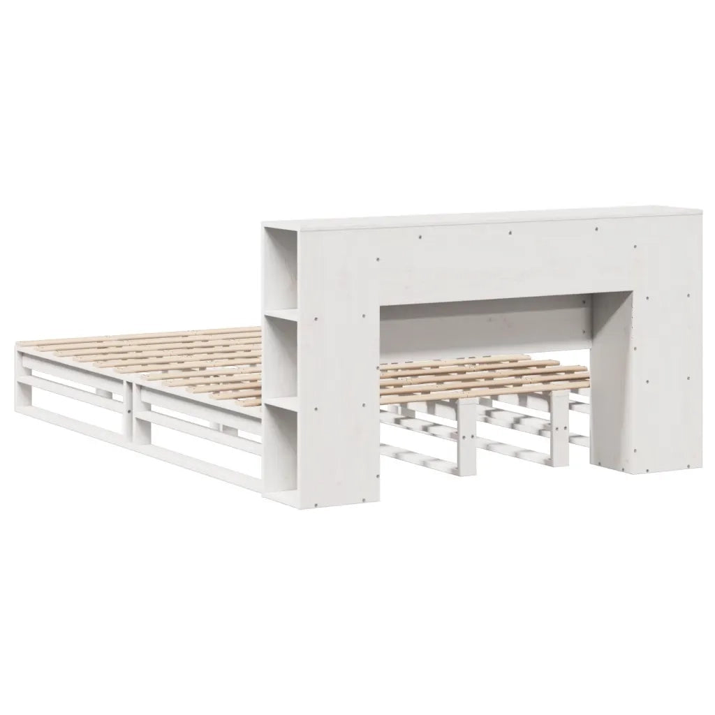 Letto Libreria senza Materasso Bianco 135x190 cm Legno Massello 3323894