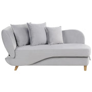 Chaise Longue in velluto grigio chiaro lato sinistro con contenitore stile moderno soggiorno