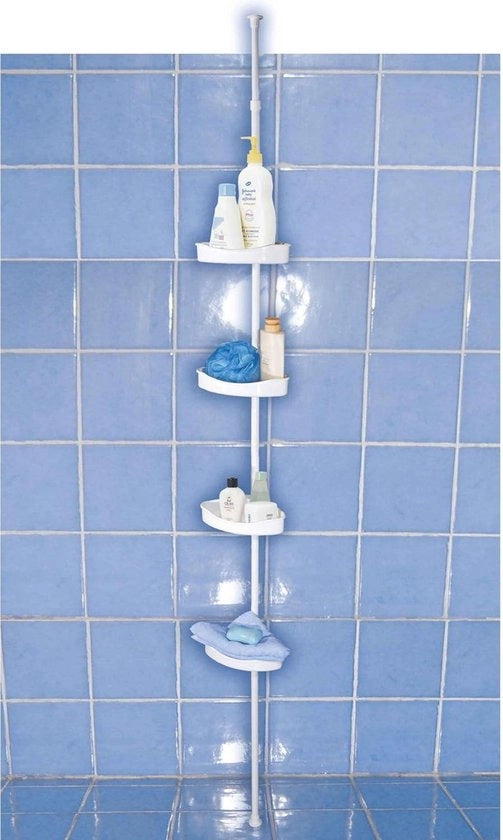 Kit di doccia a muro telescopico con 4 piastrelle in alluminio - regolabile in altezza - 86-245 cm