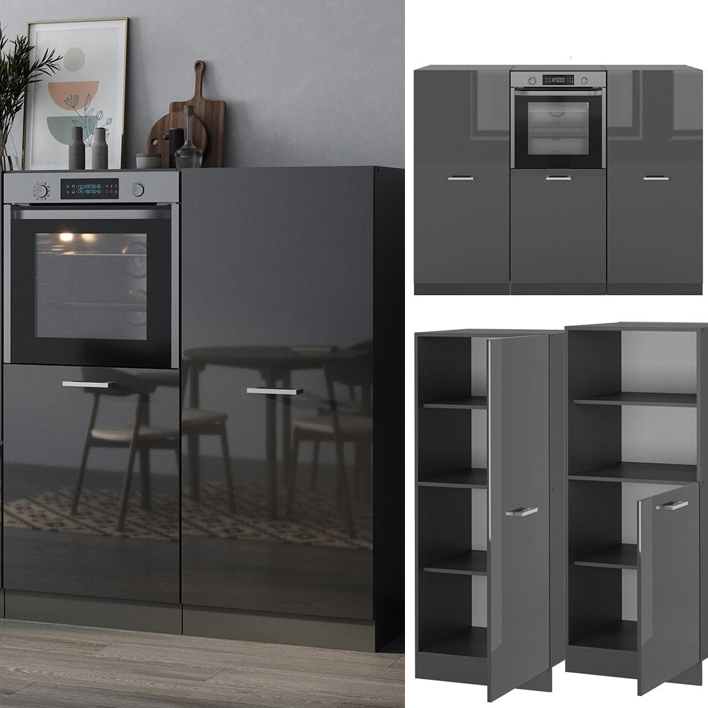 Cucine componibili piccole R-Line Antracite lucido/Antracite 180 cm senza piano di lavoro Vicco