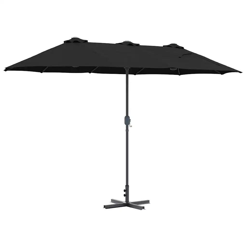 Ombrello da giardino-Ombrellone da spiaggia Nero 370 x 197 x 239 cm