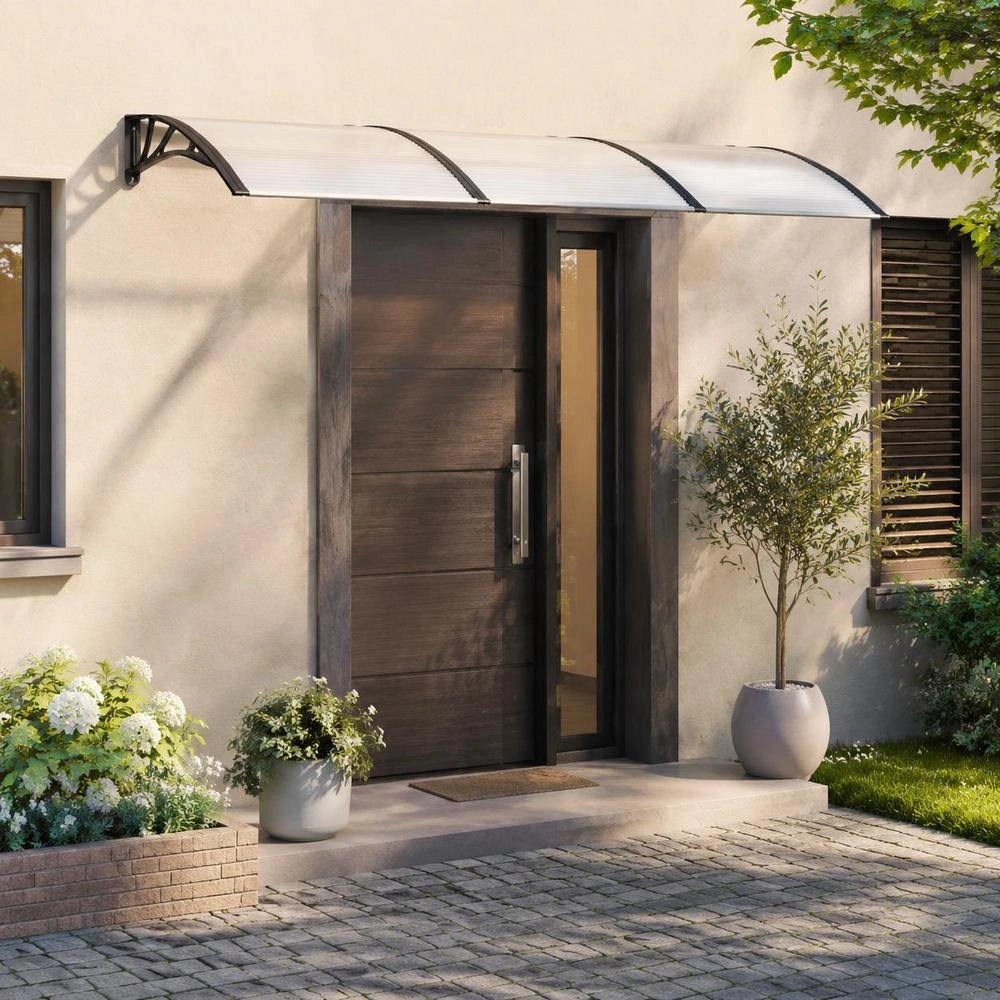 Door Canopy, Black, 300x100 Cm, Polycarbonate