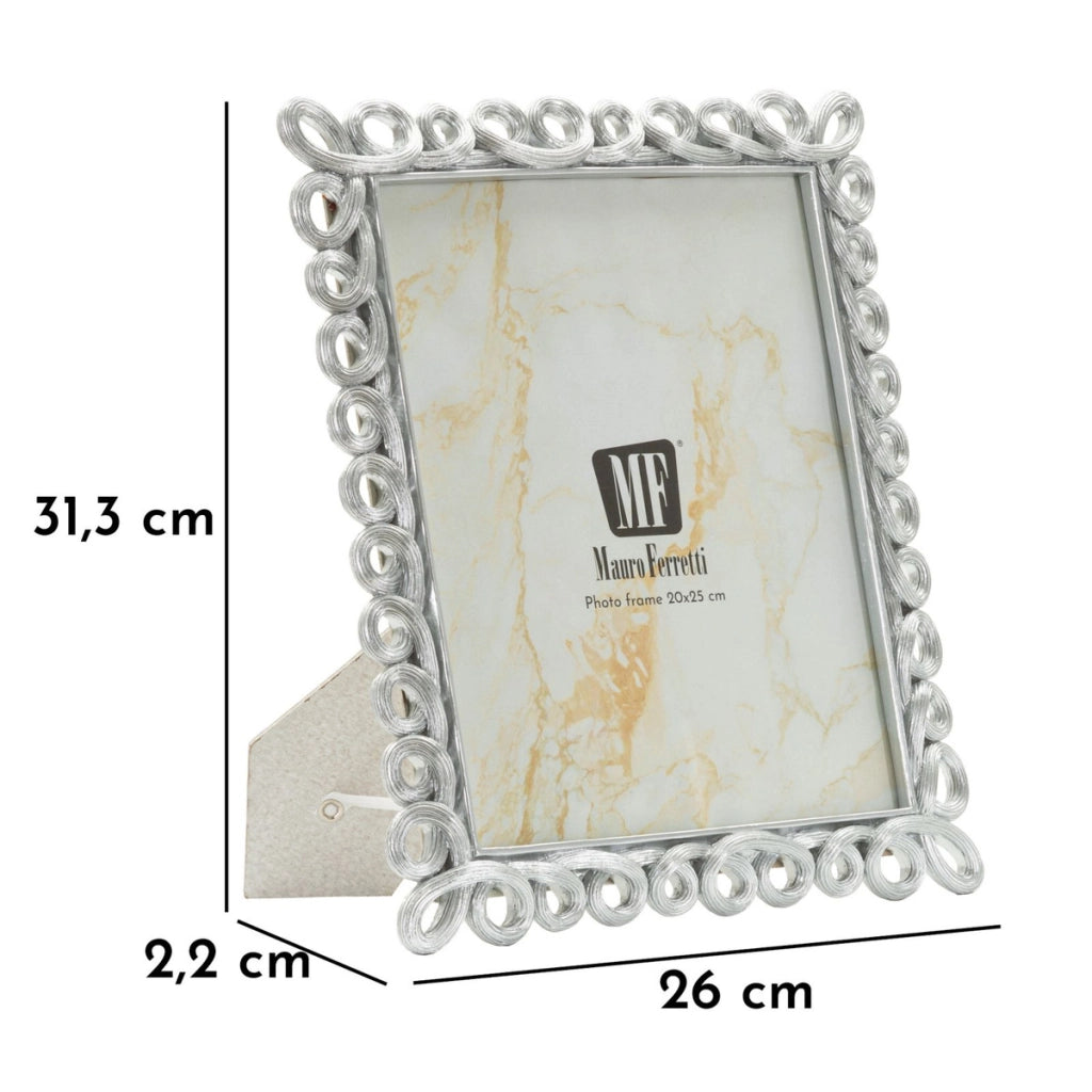 Cornice portafoto Hollow argento con decoro a intrecci 20x25 cm