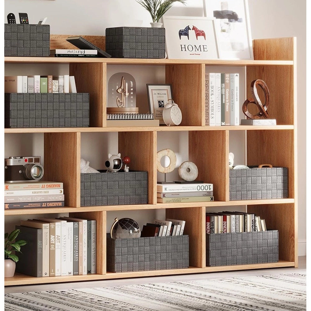 Trade Shop - Set 3pz Scatola Porta Oggetti Tessuto Intrecciato Contenitori Grigio Scuro 79056 -