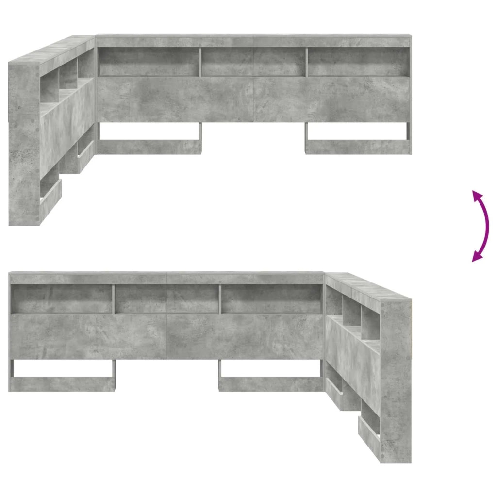 Testata contenitore Grigio cemento 180 cm Legno multistrato 3335512