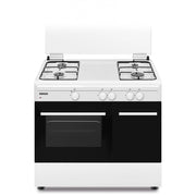 Nikkei sn490wge cucina 90x60 cm, forno a gas, coperchio in vetro, bianca
