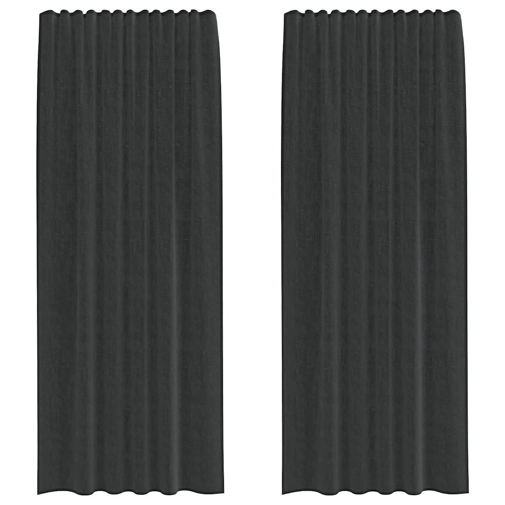 vidaXL Tende in Voile con Tasche per Aste 2 pz Nero