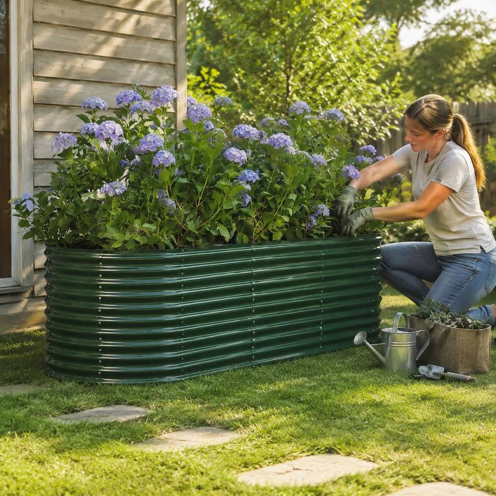 Raised Bed Galvanized Steel 224x80x68 Cm Green