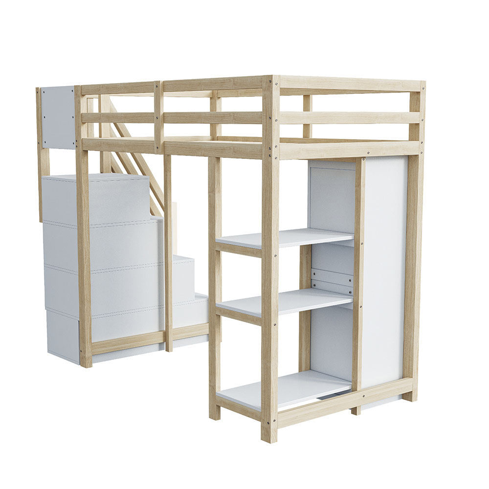 Letto a soppalco 90x200 cm - Xylo - Colore legno con cassetti