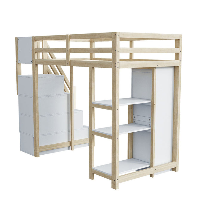 Letto a soppalco 90x200 cm - Xylo - Colore legno con cassetti