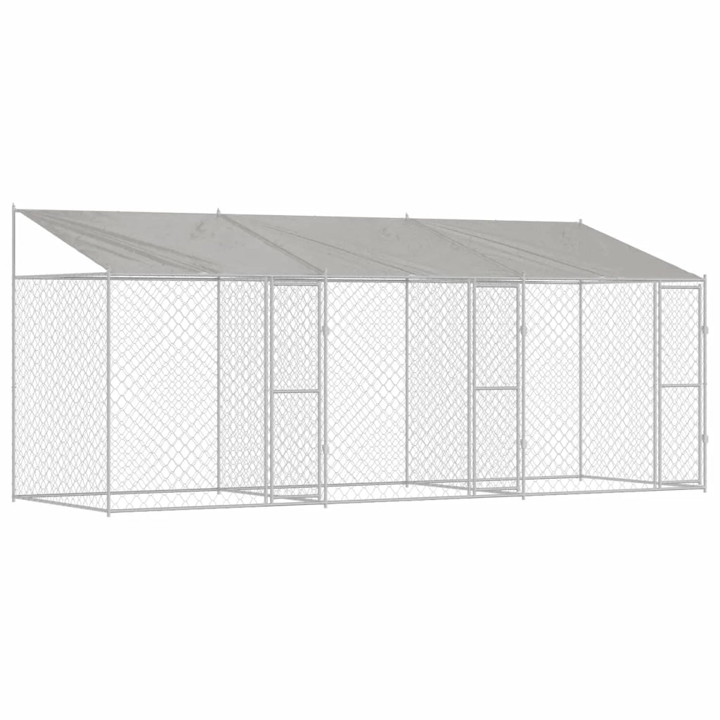 Gabbia per Cani con Tetto Argento 600 x 200 x 256 cm