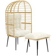 Poltrona da giardino in rattan con poggiapiedi e cuscini ¨C zephmum ¨C Beige