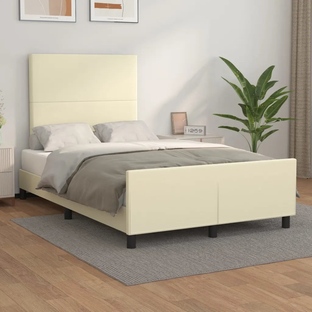 Giroletto con Testiera Crema 120x200 cm in Similpelle