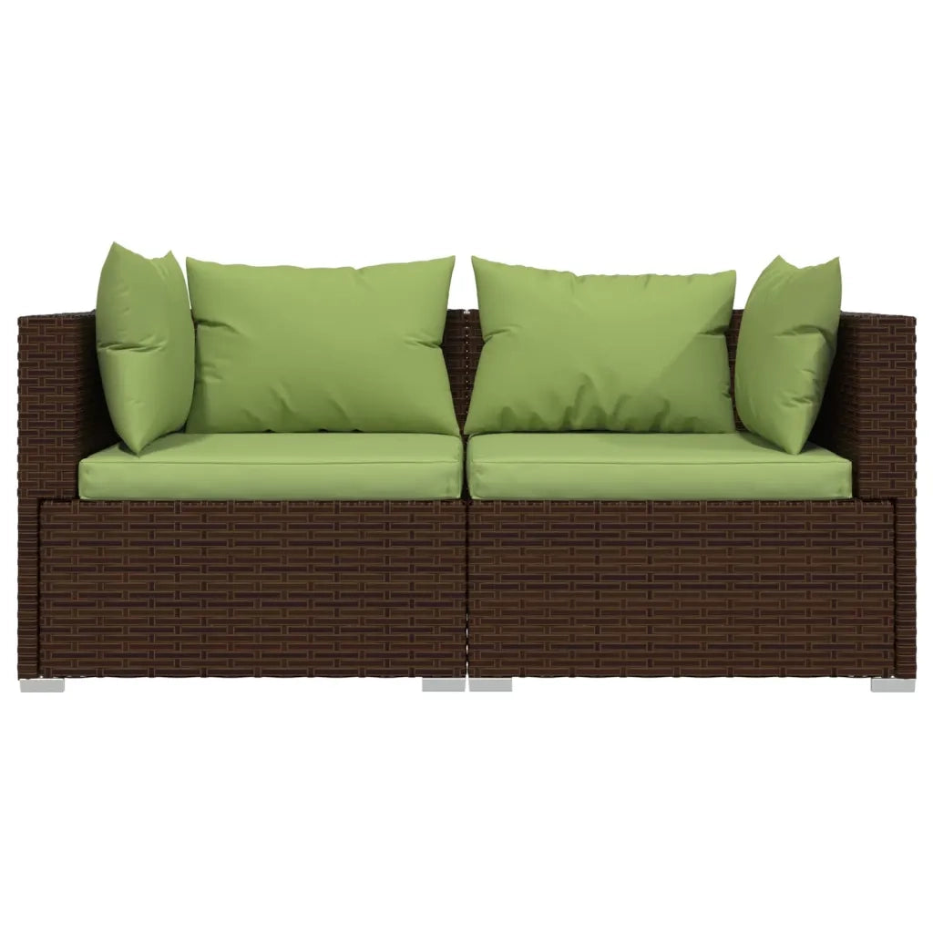 Set Divani da Giardino con Cuscini 3 pz in Polyrattan Marrone cod mxl 37782