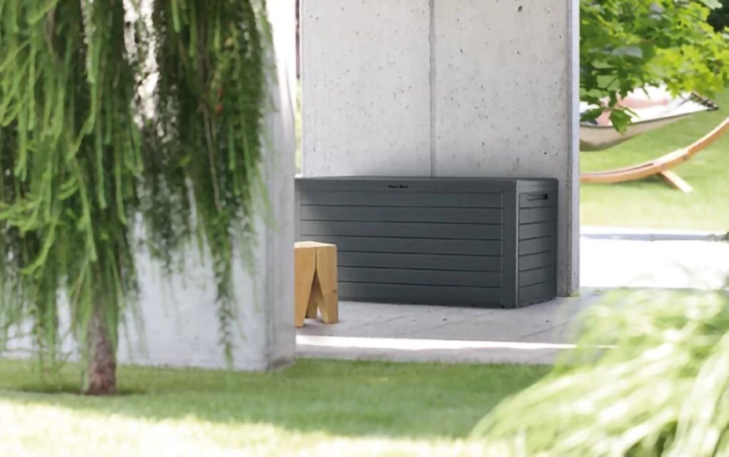 Baule da Giardino Impermeabile, Contenitore da Esterno con Maniglie, 280 L, Effetto Legno,Antracide