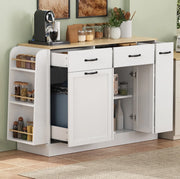 Credenza bianca e naturale in MDF con ante; cassetto e ripiani regolabili