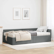 Struttura Letto Angolare con Materasso 2 pcs Grigio Tessuto