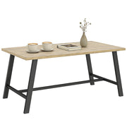 Tavolino da esterno rettangolare in metallo con piano effetto legno ¨C Zephmum ¨C 100x55 cm, marrone