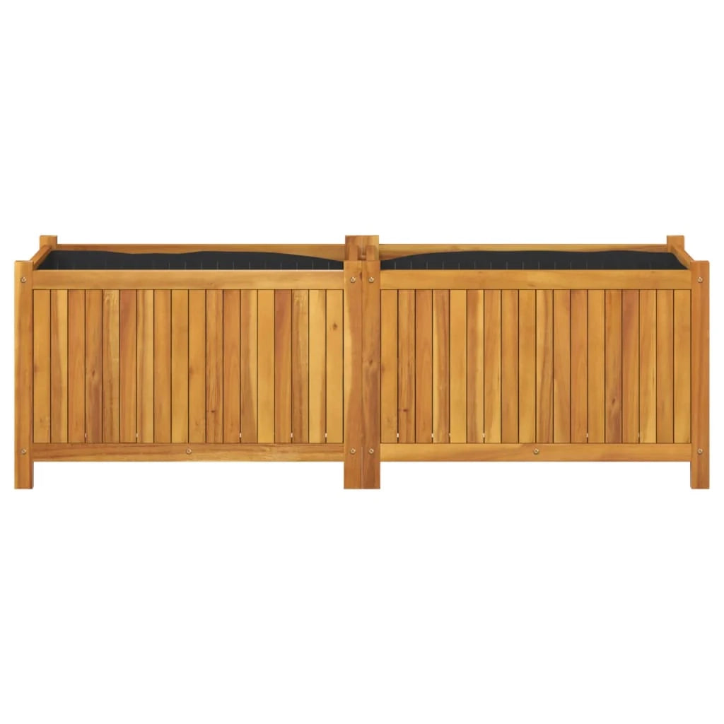 Fioriera rialzata per piante fiori patio e giardino con rivestimento 153 x 38,5 x 50 cm legno massello di acacia marrone 02_0038123