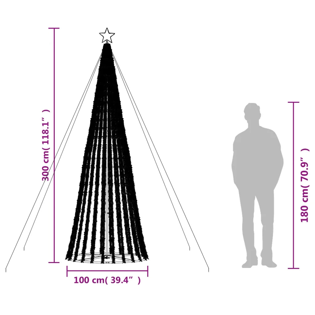 vidaXL Albero di Natale a LED 688 LED Bianco Caldo 300 cm