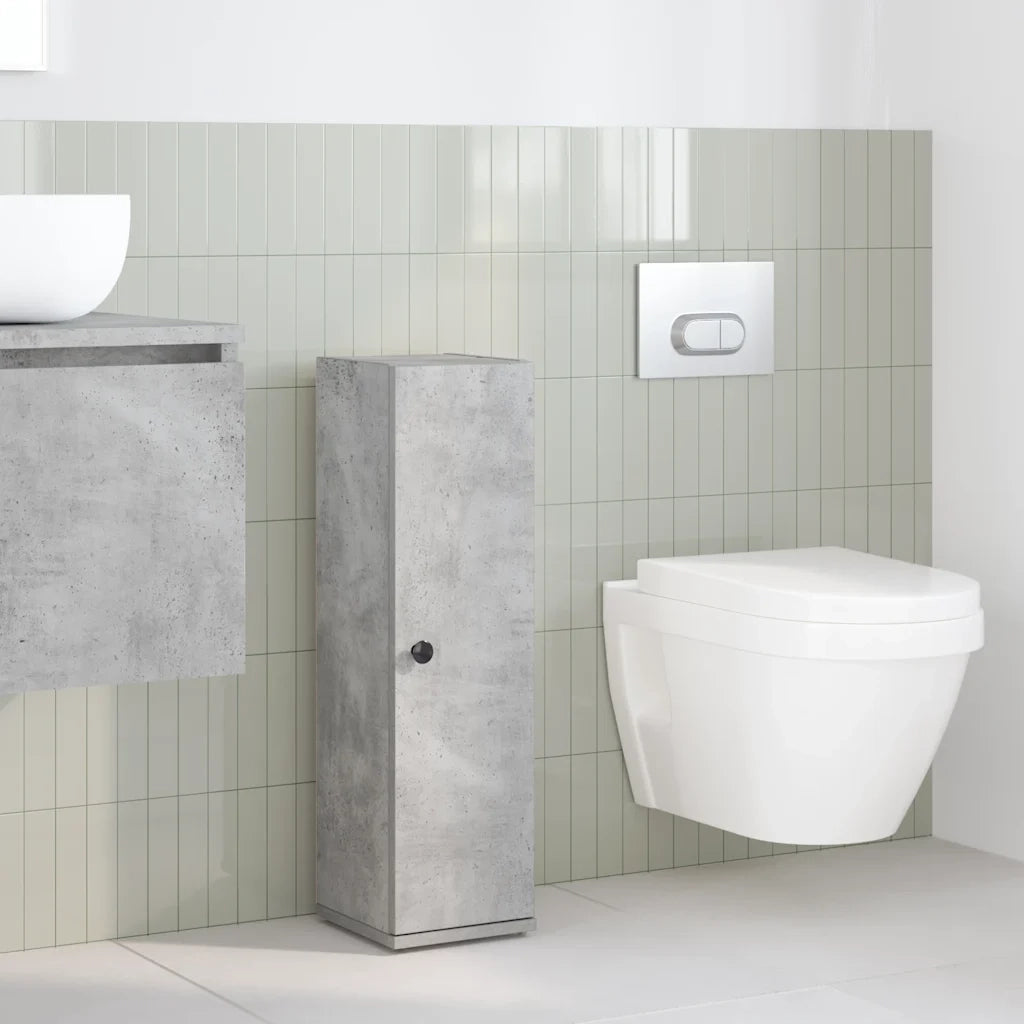 Mobile da Bagno con Portarotolo Grigio Cemento 20,5x22x72 cm