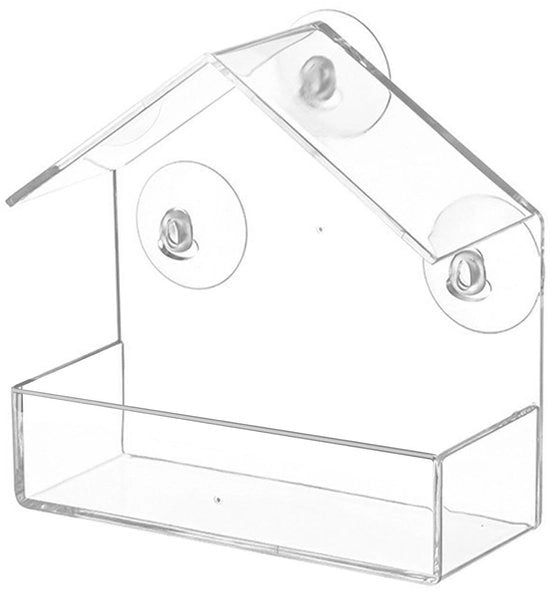 Casa alimentare per uccelli, casa alimentare in acrilico con 3 beccaposti, casa alimentare per merli, colombi e uccelli selvatici (trasparente, dimensione: 1515 * 6 cm)