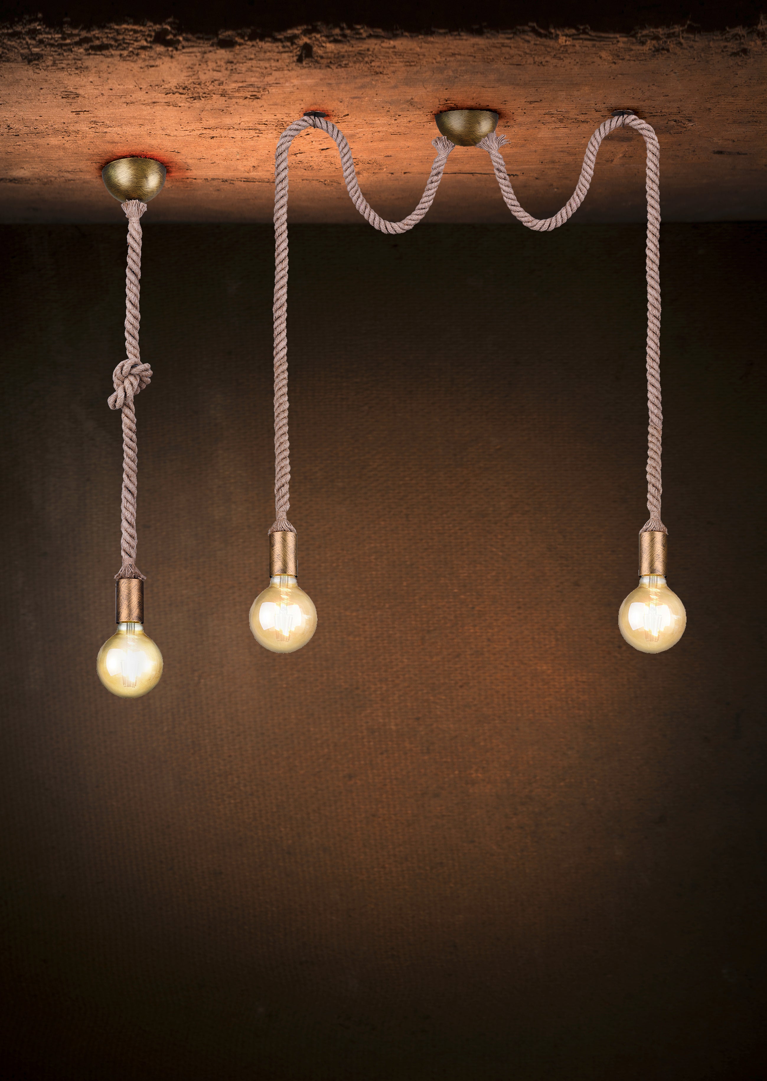 Lampada a Sospensione da Interno  E27 in Metallo Ottone Invecchiato