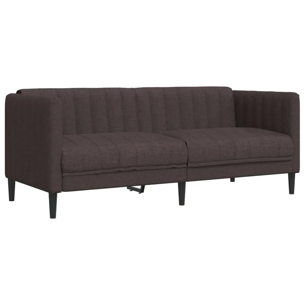 Set di Divani 3 pz Marrone Scuro in Tessuto
