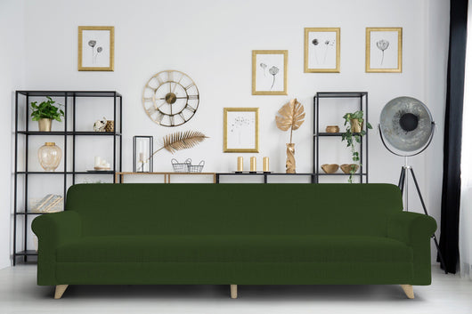 Copridivano Elasticizzato 4 Posti in Poliestere Verde Scuro